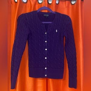 Ralph Lauren Mini-Cable Knit Cotton Cardigan/Sweater
